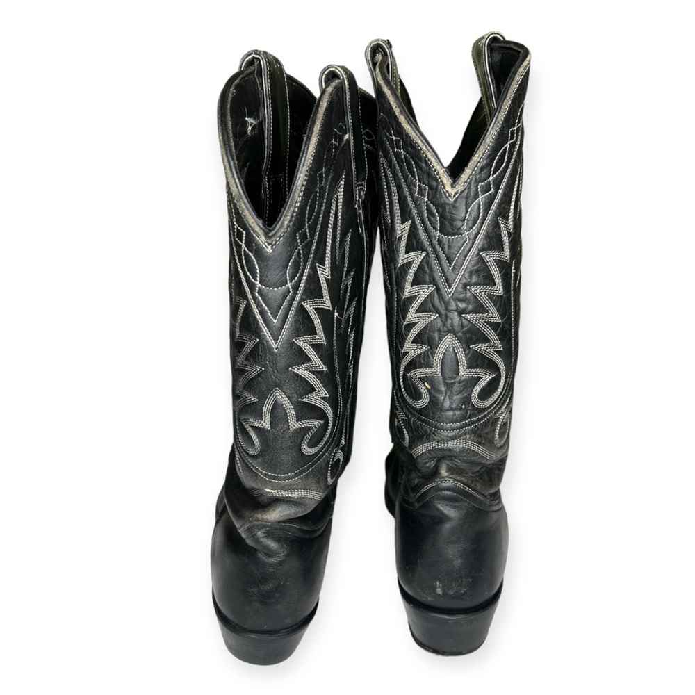 Acme Circle A Vintage Leather Cowboy Boots Black Good Condition Men’s 8.5 - Picture 4 of 8